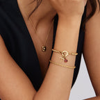 Beaded Birthstone Initial Charm Bracelet