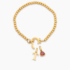 Beaded Birthstone Initial Charm Bracelet