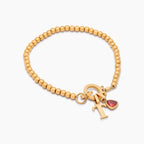 Beaded Birthstone Initial Charm Bracelet