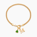 Initial Birthstone Curb Chain Bracelet