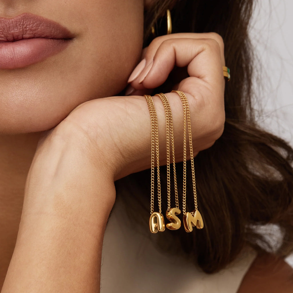 Bubble Initial Charm Necklace