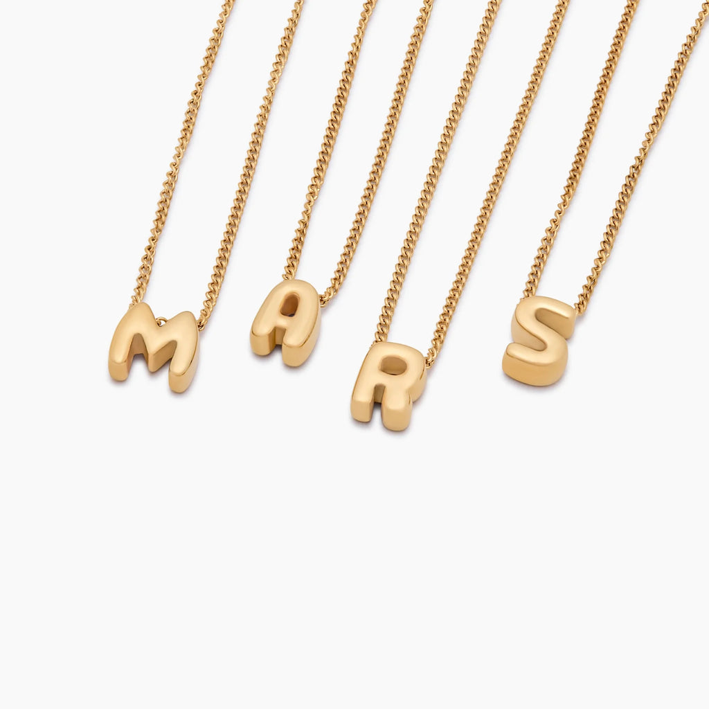 Bubble Initial Charm Necklace