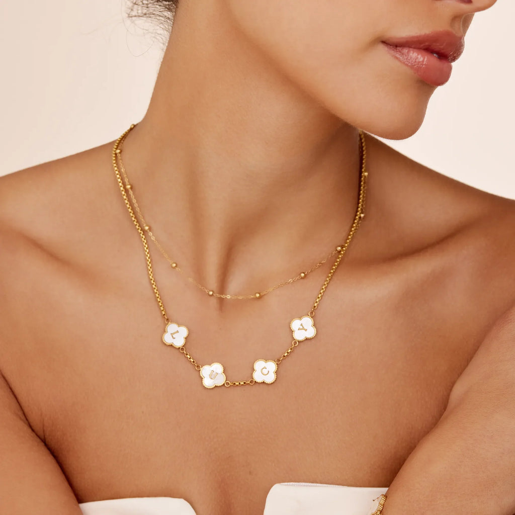 Pearl Clover Custom Name Necklace