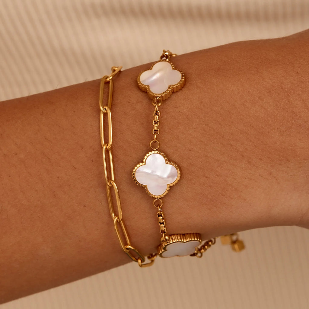 Mother Of Pearl Clover Bracelet