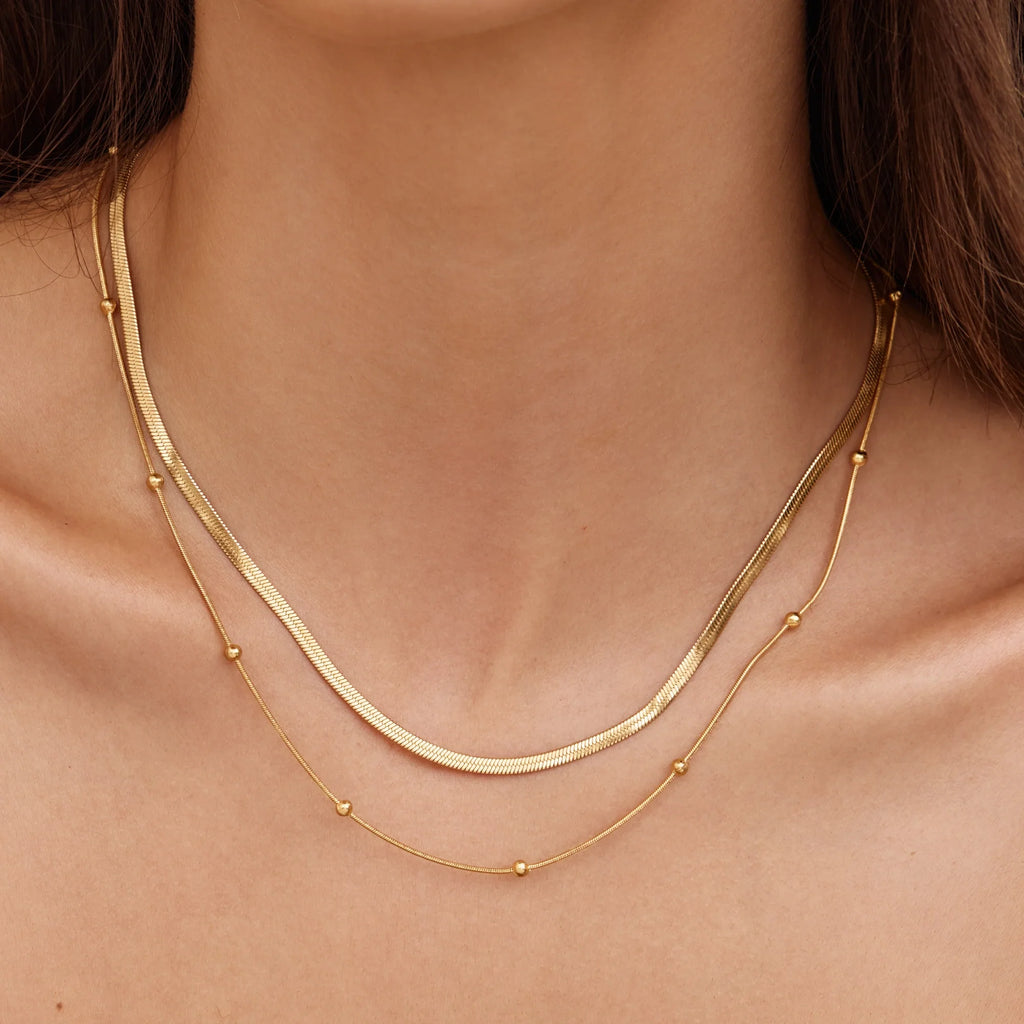Snake & Satelite Chain Layered Necklace