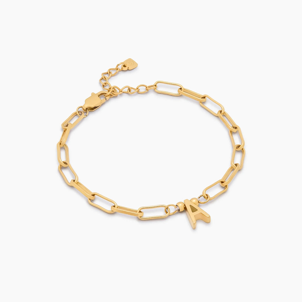 Paperclip Initial Charm Bracelet