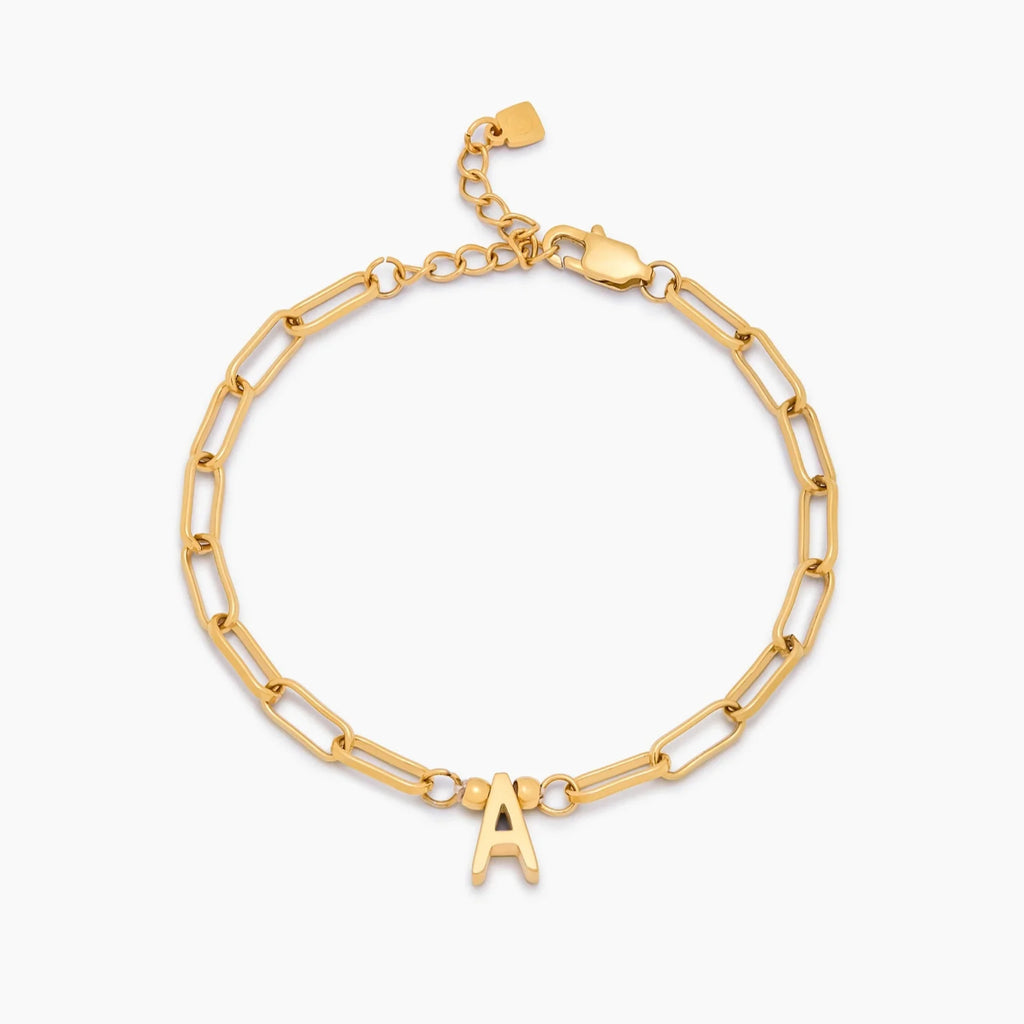 Paperclip Initial Charm Bracelet