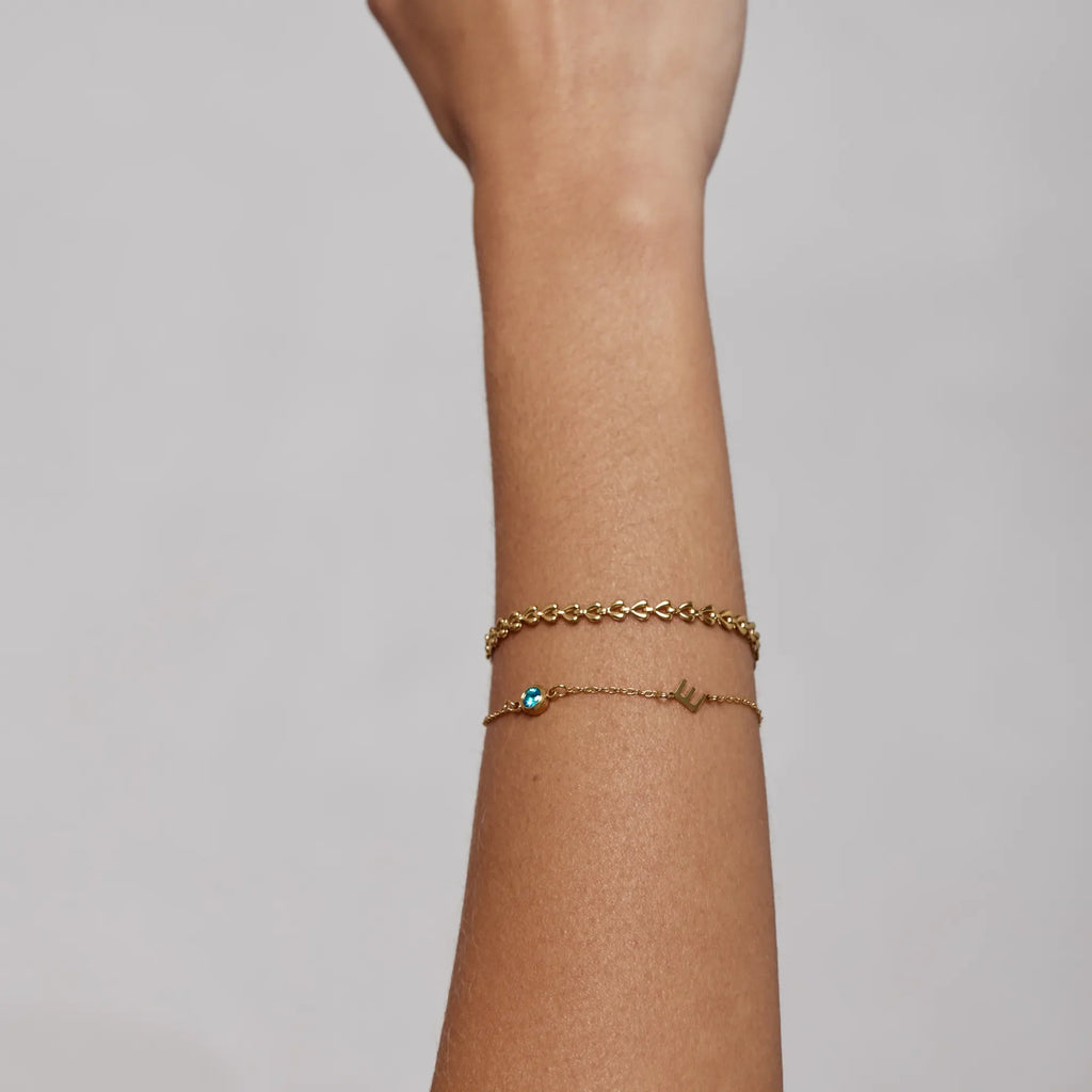 Side-Set Initial Birthstone Bracelet