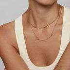 Side-Set Initial Birthstone Necklace