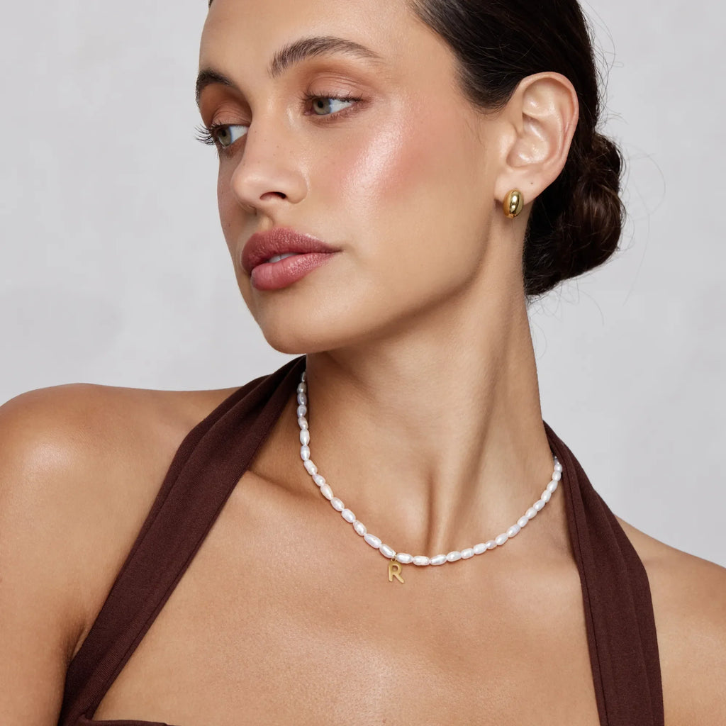 Statement Initial Pearl Necklace