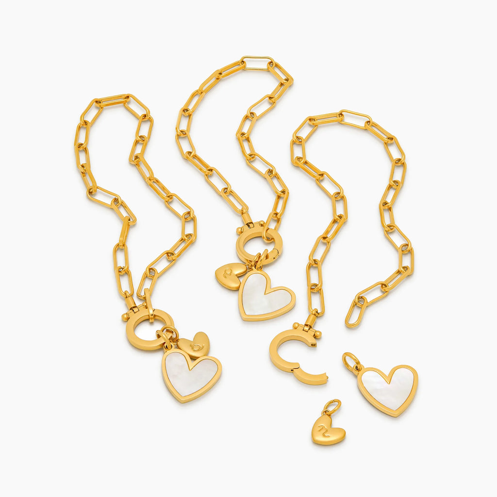 Paperclip Initial Heart Duo Bracelet