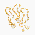 Paperclip Initial Heart Duo Bracelet