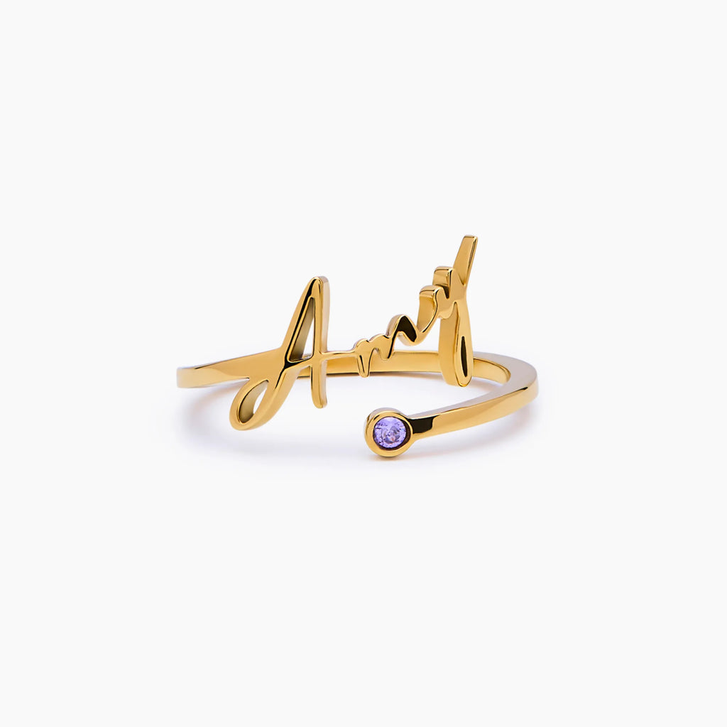 Signature Name Birthstone Ring