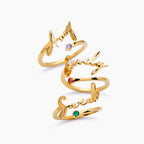 Signature Name Birthstone Ring