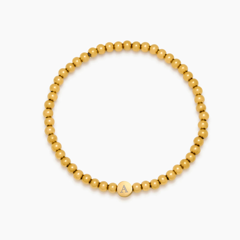 Engraved Initial Beaded Bracelet