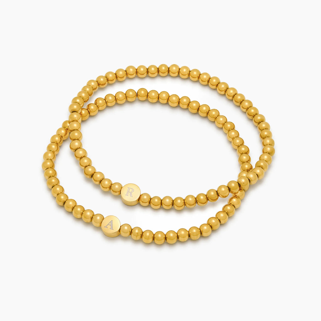 Engraved Initial Beaded Bracelet