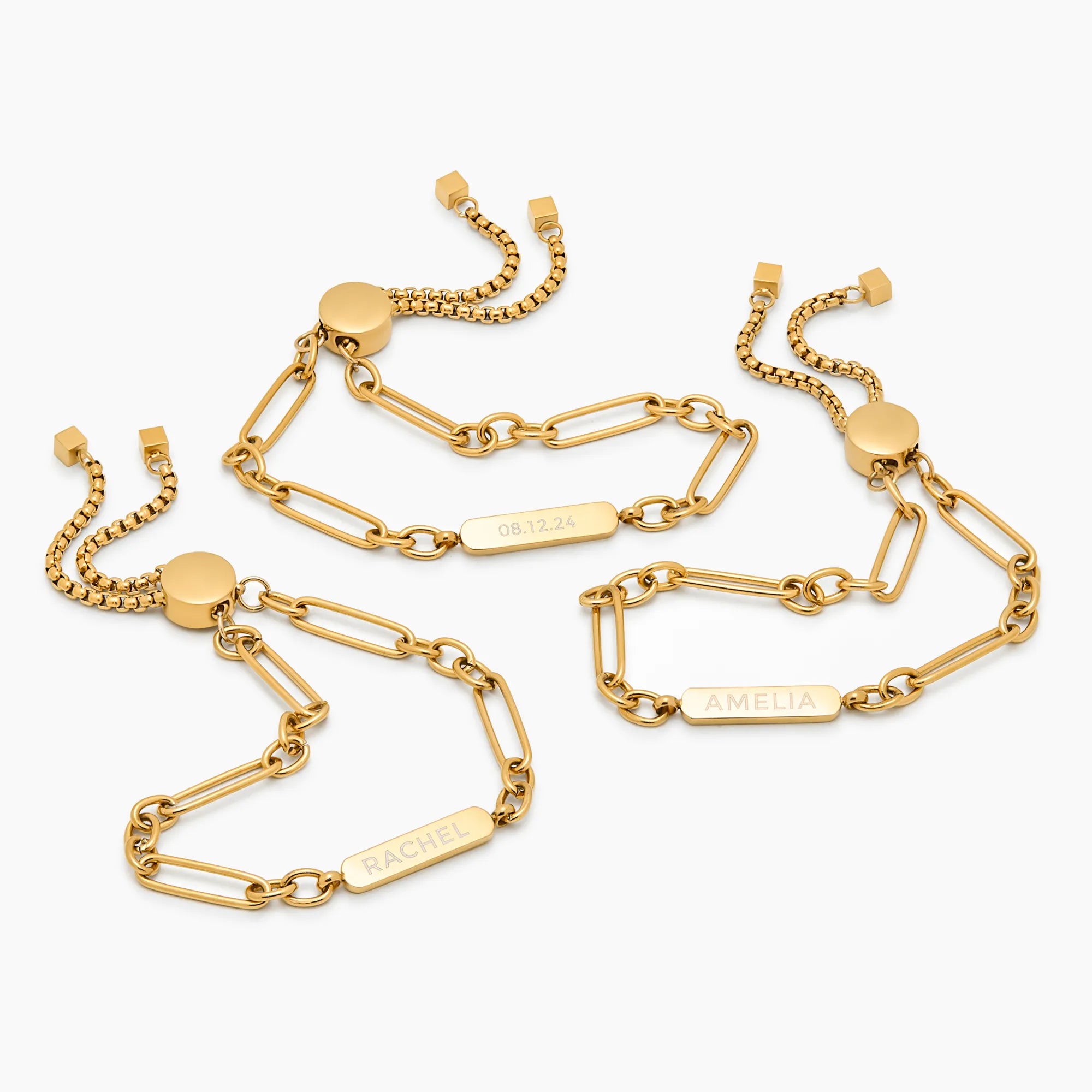 Engraved Name-Date Paperclip Bracelet