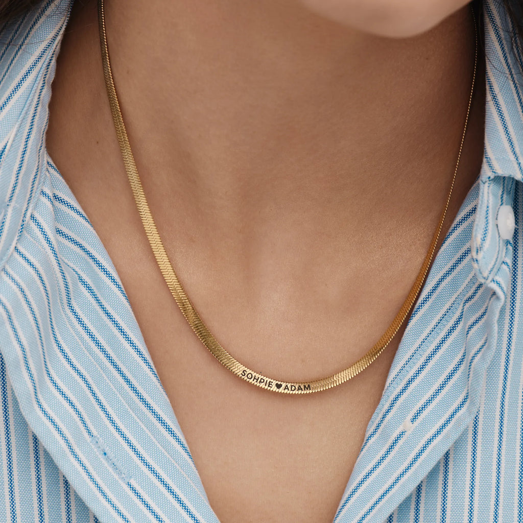 Engraved Herringbone Necklace