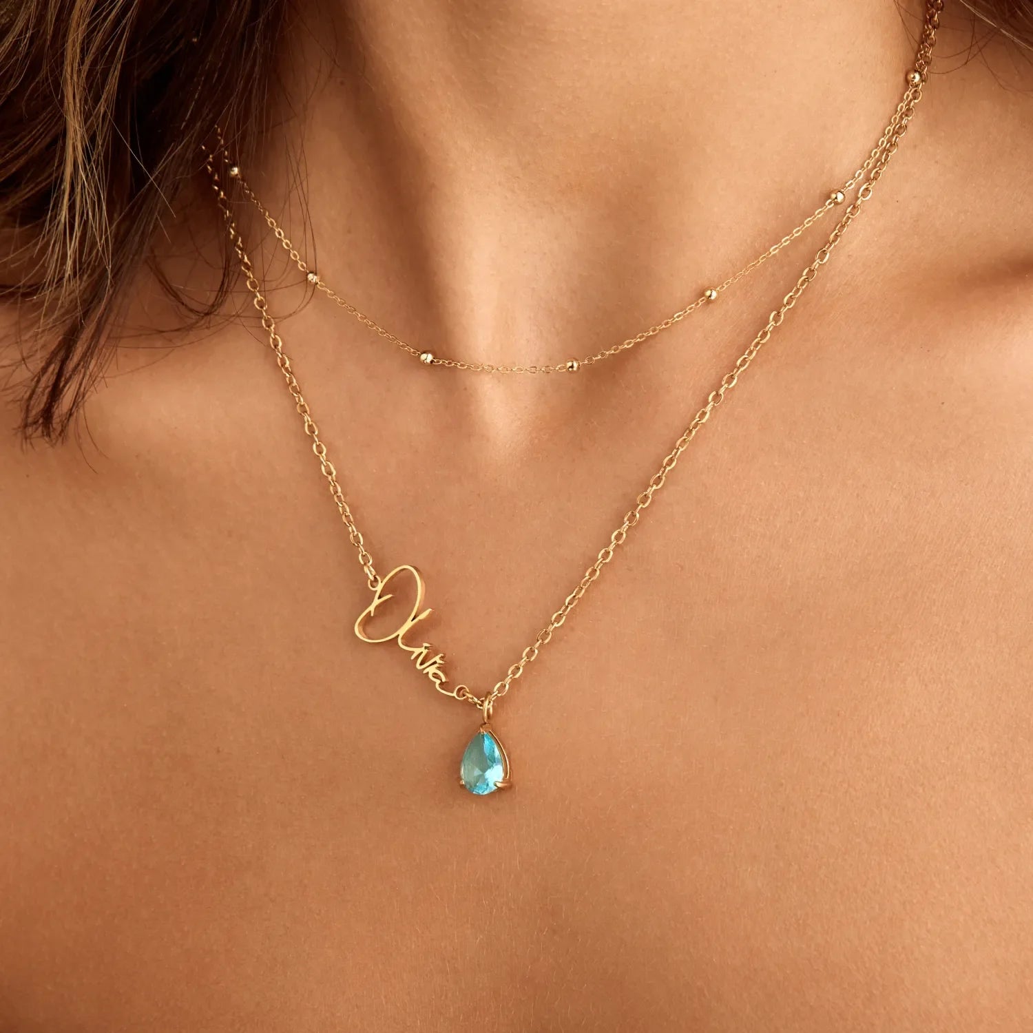 Signature Name and Birthstone Necklace