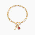 Paperclip Birthstone Initial Charm Bracelet
