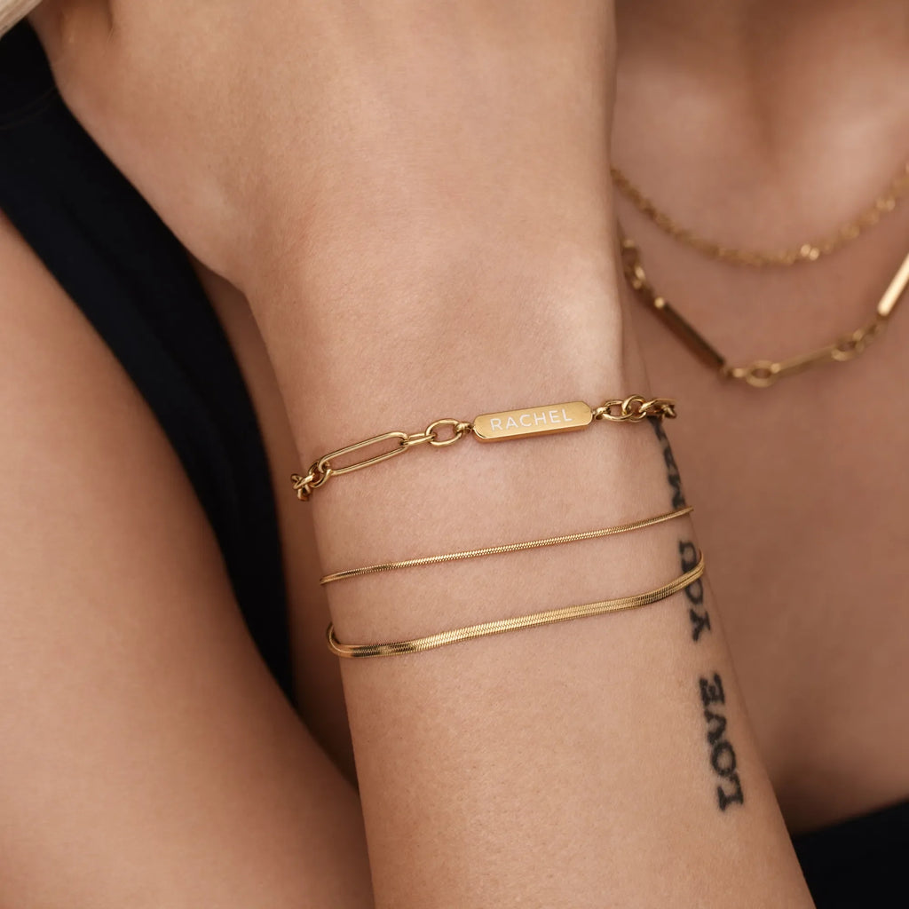 Engraved Name-Date Paperclip Bracelet