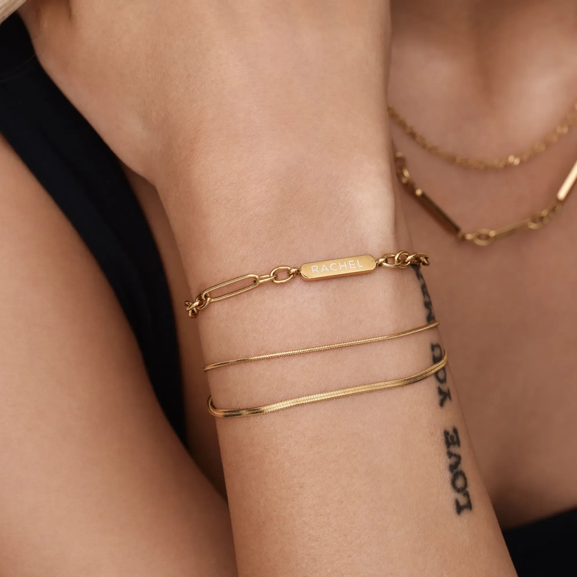 Engraved Name-Date Paperclip Bracelet