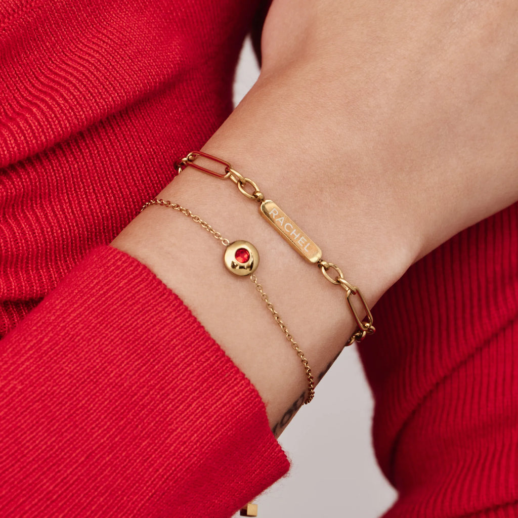 Engraved Name-Date Paperclip Bracelet