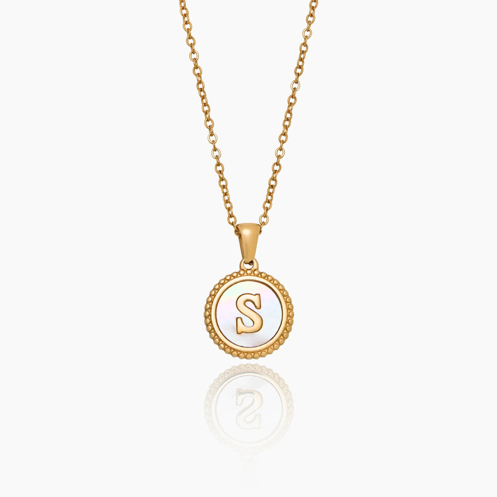 Mother Of Pearl Initial Pendant Necklace
