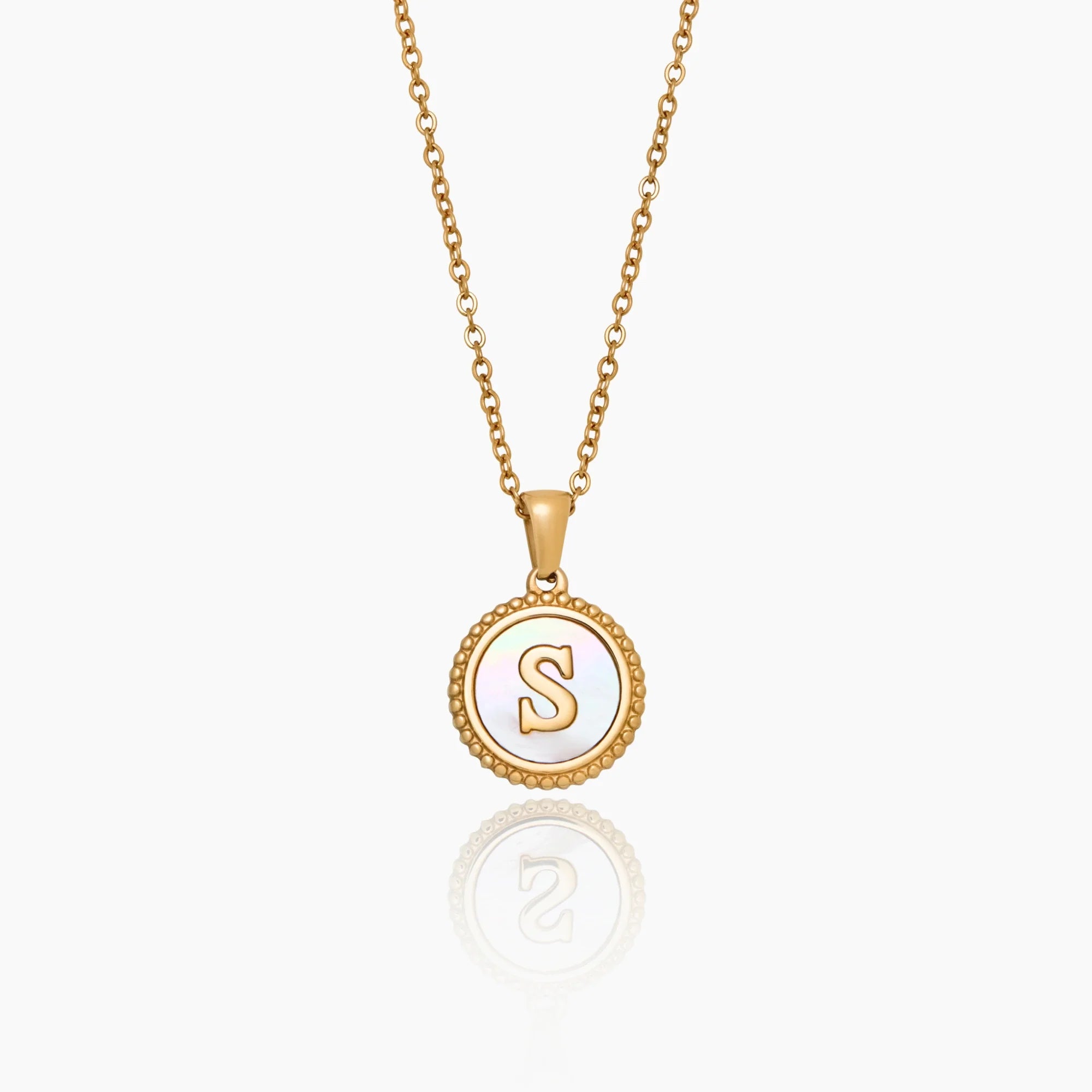 Mother Of Pearl Initial Pendant Necklace