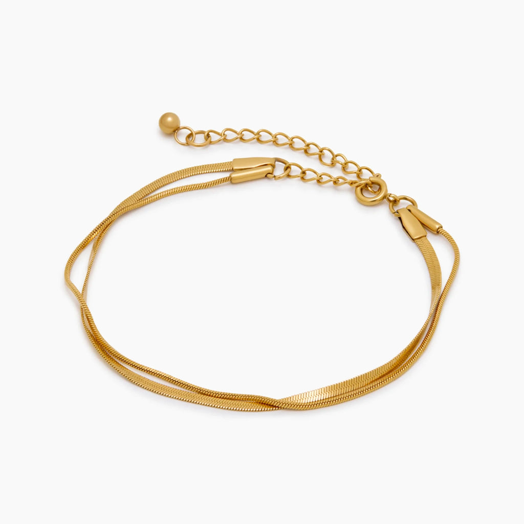 Double Snake Chain Layered Bracelet