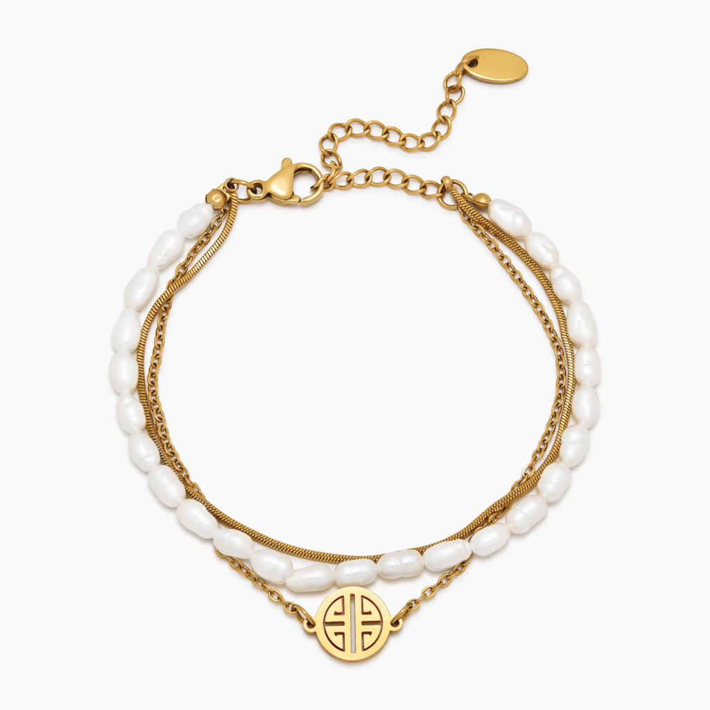 Sunshine Layered Pearl & Gold Bracelet