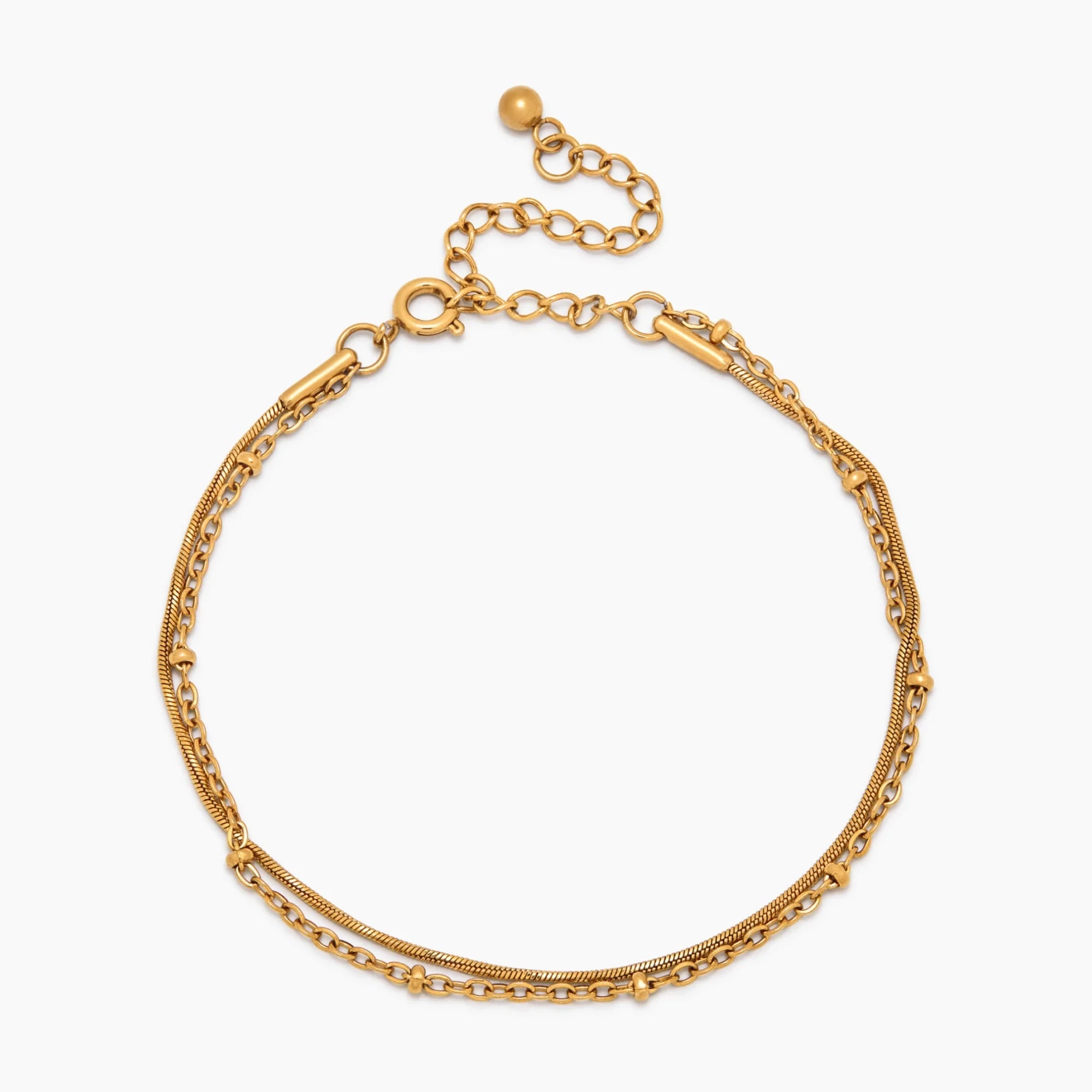 Beaded & Snake Chain Layered Bracelet