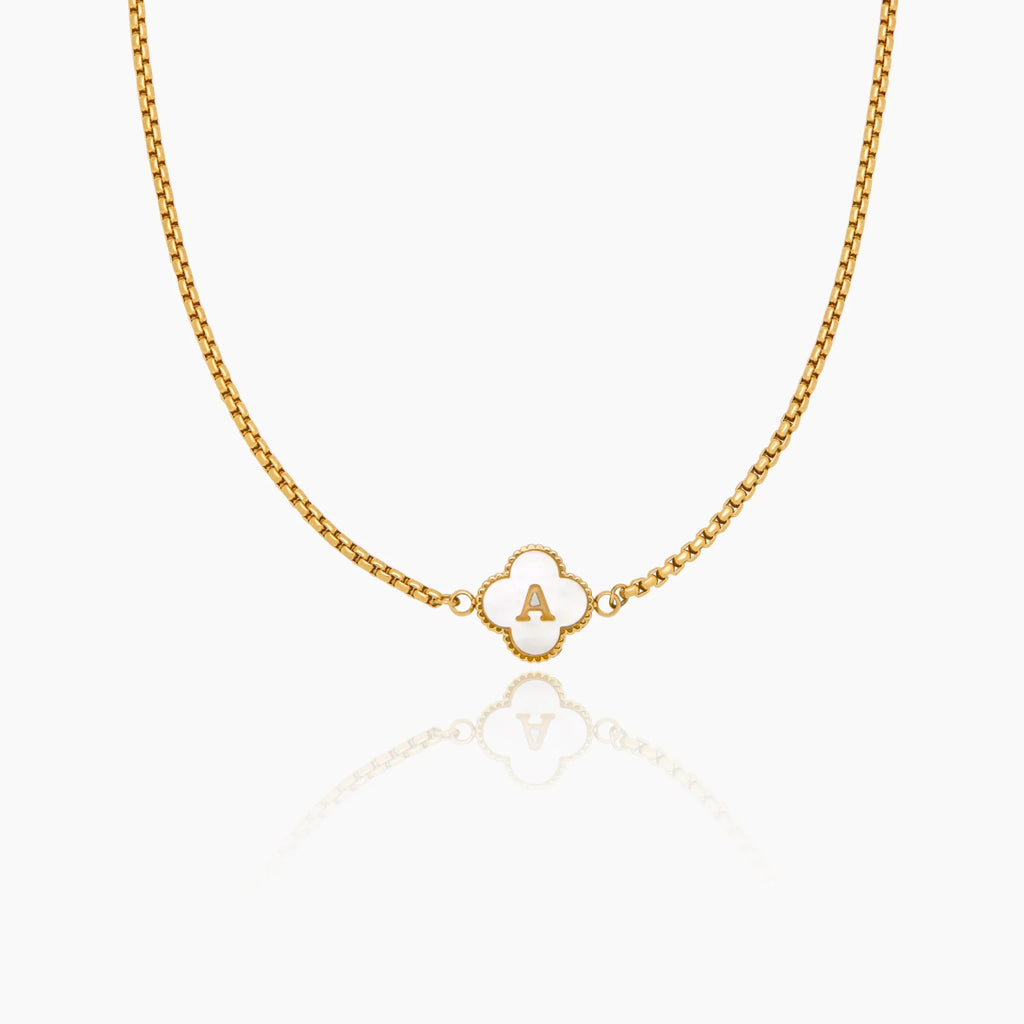 Pearl Clover Initial Necklace
