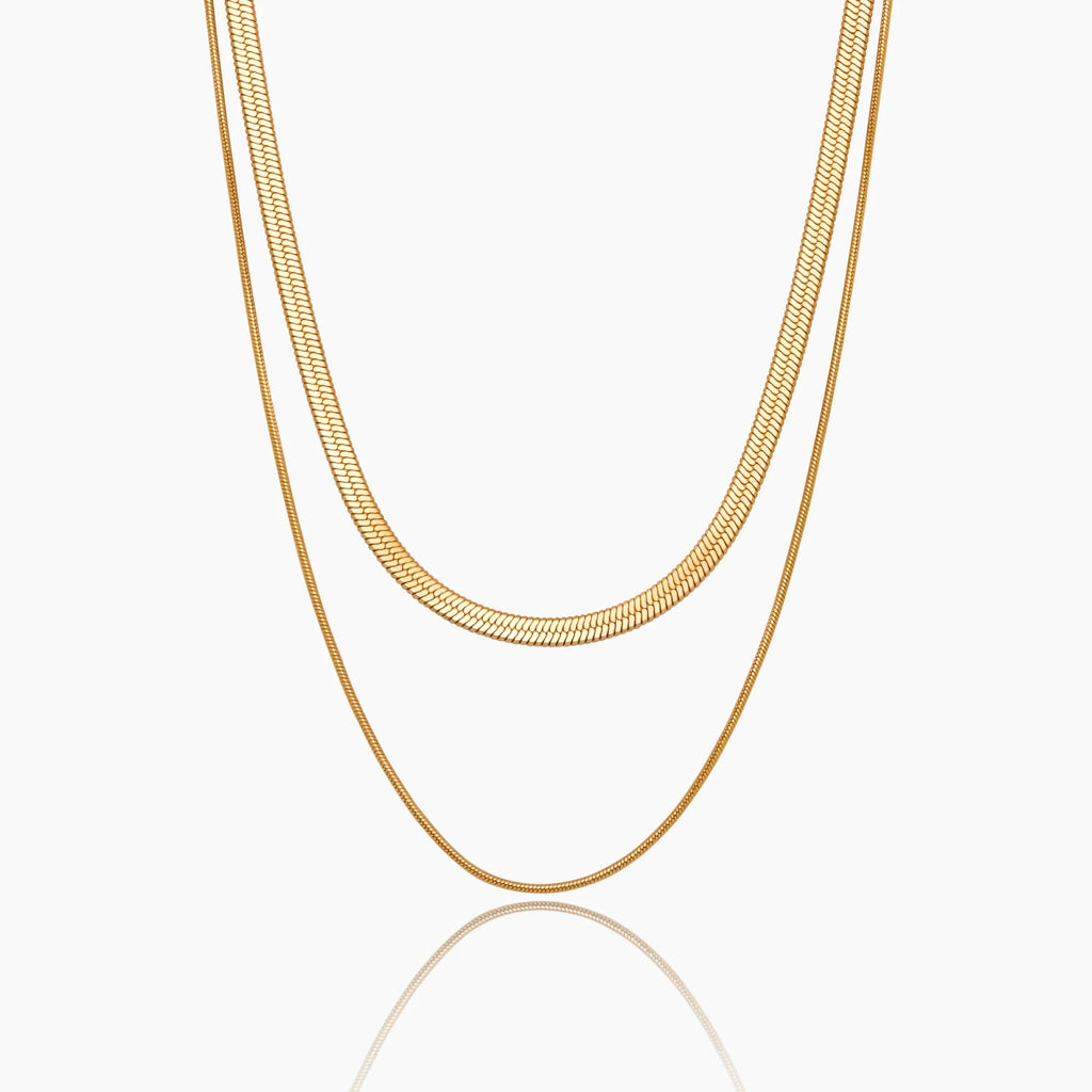 Double Snake Chain Layered Necklace