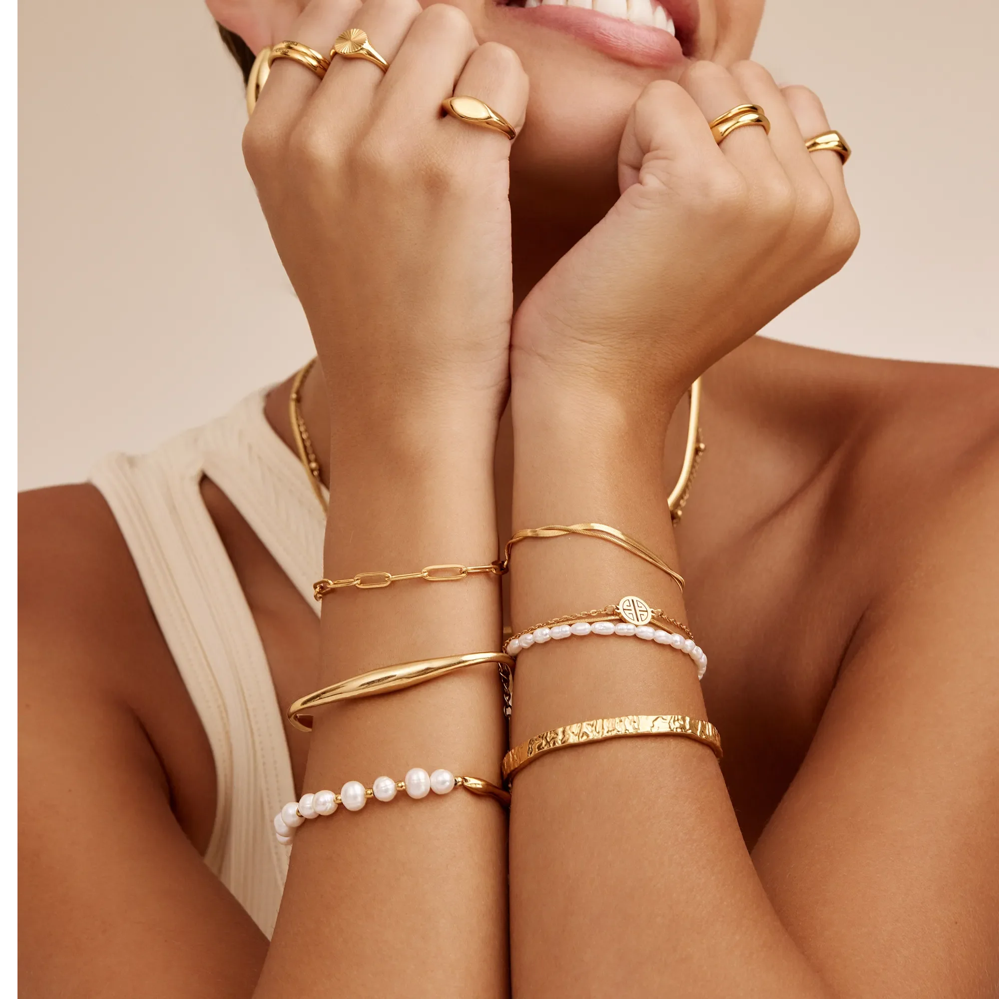 Double Snake Chain Layered Bracelet