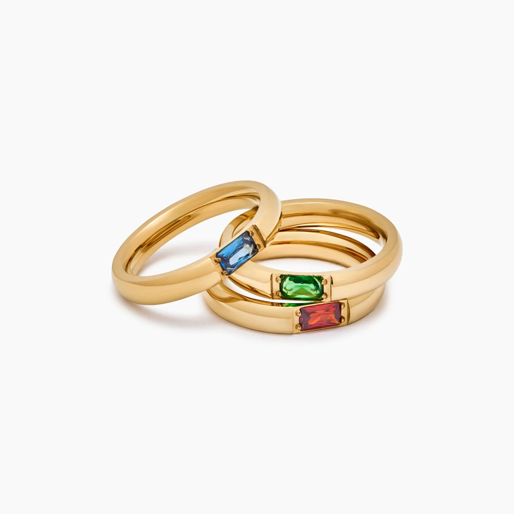 Baguette Birthstone Band Ring