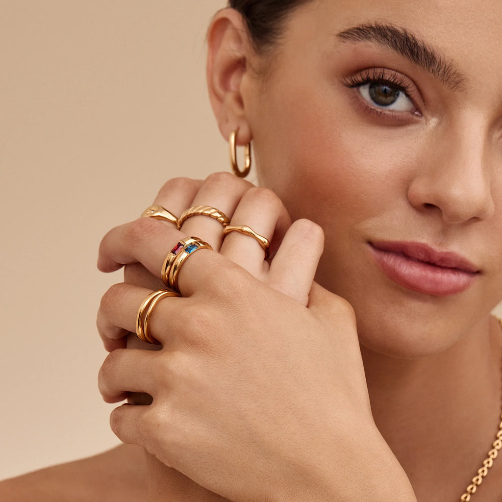 Baguette Birthstone Band Ring