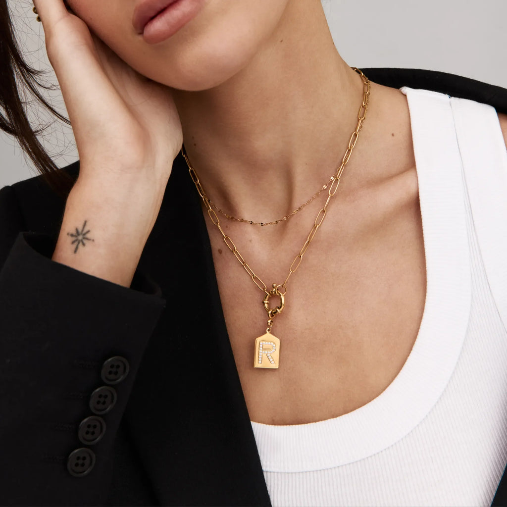 Pavè Initial Pendant Necklace
