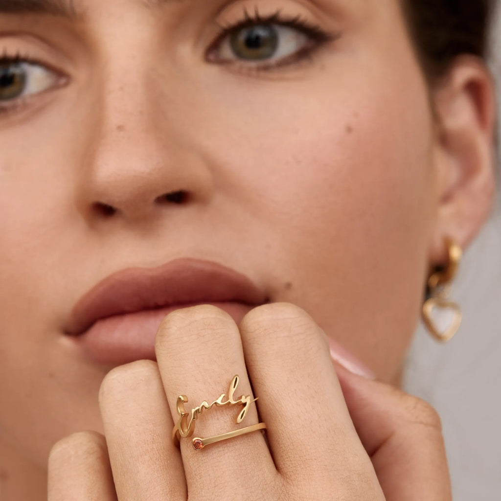 Signature Name Birthstone Ring