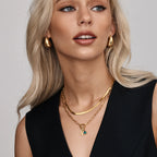 Paperclip Birthstone Initial Charm Necklace