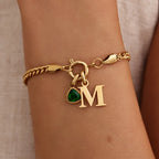 Initial Birthstone Curb Chain Bracelet