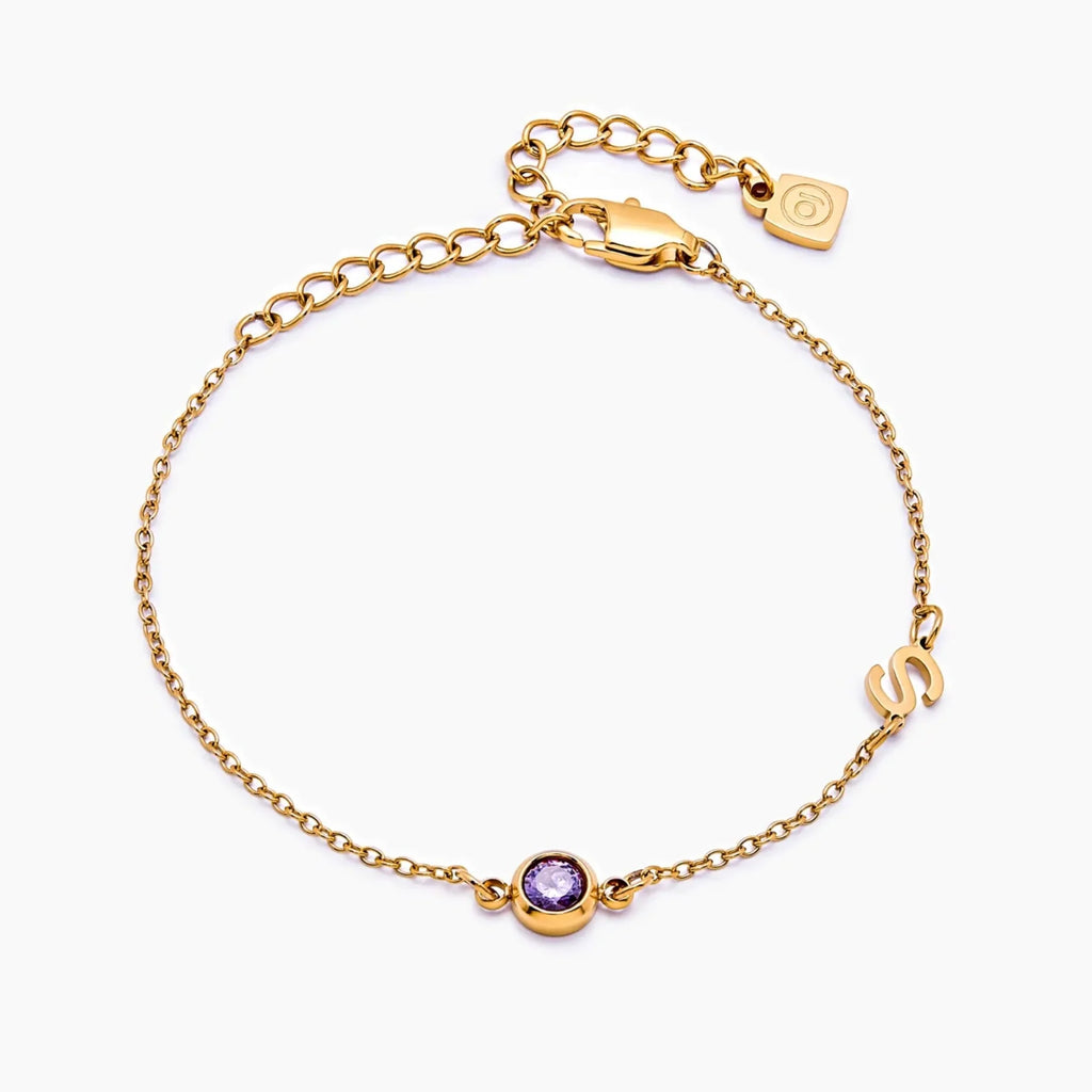 Side-Set Initial Birthstone Bracelet
