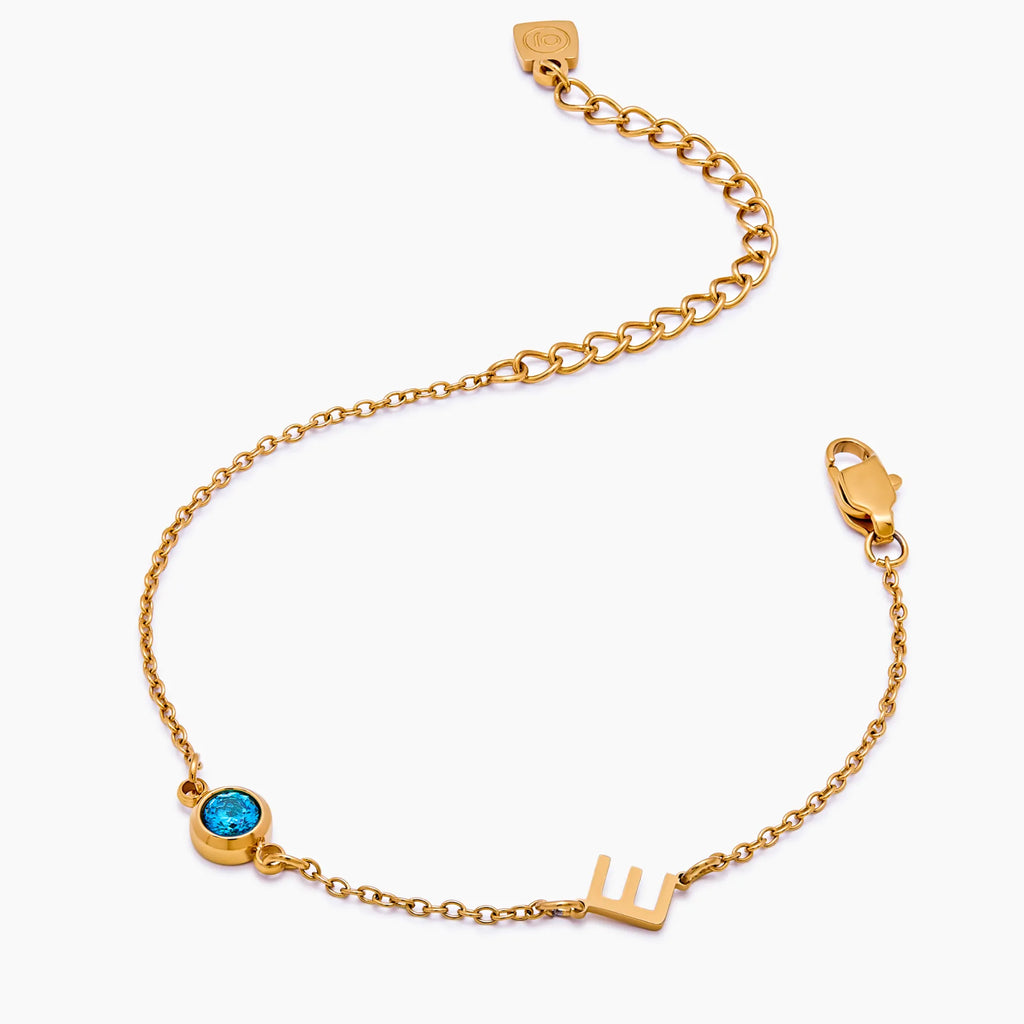 Side-Set Initial Birthstone Bracelet
